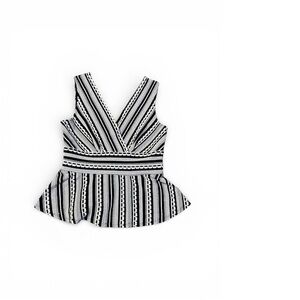 Anthroplogie Black and White Striped Peplum Top